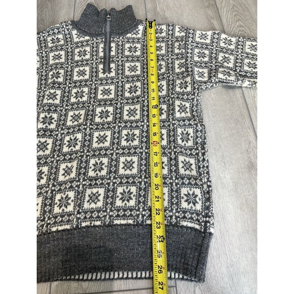 Dale of‎ Norway Fair Isle Sweater Wool 1/4 Zip Snowflake | Gray | Men's Large - Picture 14 of 16